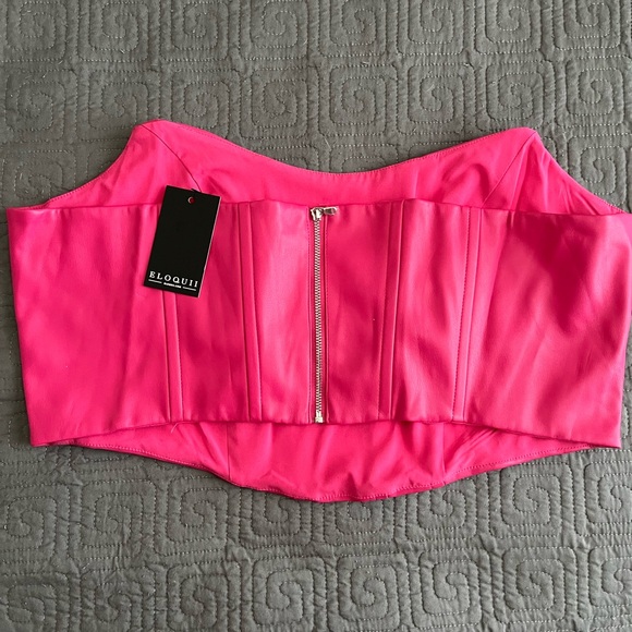 Eloquii Vibrant Pink Strapless Corset Top - Picture 2 of 3